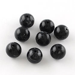 Runde Nachahmung Edelstein Acryl-Perlen, Schwarz, 8 mm, Bohrung: 2 mm, ca. 1700 Stk. / 500 g