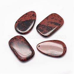Натуральные камни из натурального красного дерева, разнообразные, 54~55x34~35x5.5~7 мм, отверстие : 2 мм