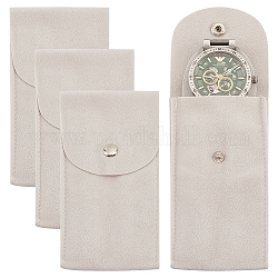 BENECREAT 4PCS Watch Pouch Watch Storage Bag, White Portable Velvet Watch Travel Case Organizer with Insert for Travel Outdoor, 5x2.6x0.23
