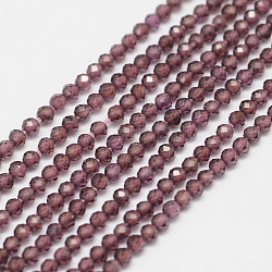 Natürlicher Granat Perlenstränge, facettiert, Runde, 2 mm, Bohrung: 0.5 mm, ca. 170~180 Stk. / Strang, 12.9~13.3 Zoll (330~340 mm)