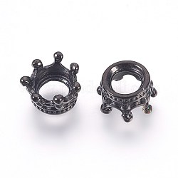 316 chirurgische europäische Perlen aus rostfreiem Stahl, Großloch perlen, Krone, Metallgrau, 10x5.5 mm, Bohrung: 5 mm
