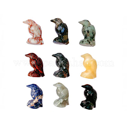 Décorations d'affichage de pierres précieuses mixtes, figurine en pierre d'énergie reiki, corbeau, 26x39mm