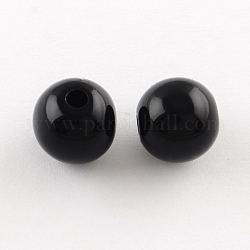 Abalorios de acrílico redonda opacos, negro, 8mm, agujero: 2 mm, aproximamente 1800 unidades / 500 g
