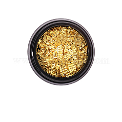 1 caja de kits de accesorios de arte de uñas de metal, Incluye falda y cabujones de latón con lazo, microperlas redondas de acero inoxidable, decoración de la punta del clavo de diy, dorado, 0.6mm