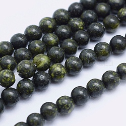 Natürliche Serpentin / grüne Spitze Stein Perlen Stränge, Runde, 6 mm, Bohrung: 0.8 mm, ca. 60 Stk. / Strang, 14.5 Zoll (37 cm)