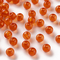 Прозрачные акриловые бусины, круглые, темно-оранжевый, 6x5 мм, отверстие : 1.8 мм, Около 4400 шт / 500 г