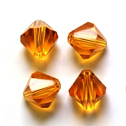 Imitazione branelli di cristallo austriaco, grado aaa, sfaccettato, bicono, arancione, 4.55x5mm, Foro: 0.7~0.9 mm