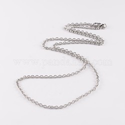 304 Edelstahl Kabelkette Halsketten, mit Karabiner, Edelstahl Farbe, 18 Zoll (46 cm)