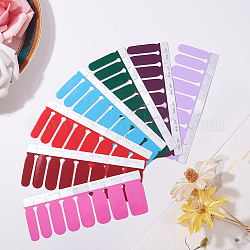 Color sólido cubierta completa mejores pegatinas de uñas, autoadhesivo, para mujeres niñas manicura decoración de uñas, color mezclado, 10.9x3.9 cm