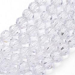 Chapelets de perles en verre transparent, imitation de cristal autrichien, facetté (32 facettes), ronde, clair, 8mm, Trou: 1mm, Environ 70~72 pcs/chapelet, 20~21 pouce