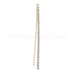 Brass Crystal Rhinestone Cup Chain Big Pendants, Tassel Pendant, with Ball Chain, Light Gold, 76x3x2mm, Hole: 2mm