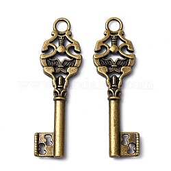 Pendente in lega, cadmio & nichel &piombo libero, ciondoli di skeleton key, bronzo antico, 50x14.5x4.5mm, Foro: 4 mm
