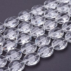 Fili di perline in vetro, fili di perline in cristallo, sfaccettato, ovale, chiaro, 24x20x11mm, Foro: 1 mm, circa 30pcs/filo, 19.2 pollice