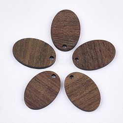 Pendenti in legno di noce, ovale, sella marrone, 23x16x2.5~3mm, Foro: 2 mm