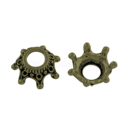 Tibetischer Stil Legierung Perlenkappen Fassungen für Strasssteine, Cadmiumfrei und Nickel frei und Bleifrei, Krone, Antik Bronze, 12.5x12.5x5.5 mm, Bohrung: 4.5 mm, für 0.5 mm Strass, ca. 1400 Stk. / 1000 g