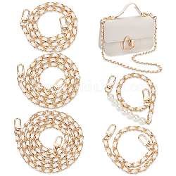 Wadorn 5pcs 5 styles chaînes de sac à main en similicuir, avec accessoires en alliage et en fer, linge, 37.5~117x0.8 cm, 1pc / style