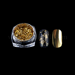 Polvere di scintillio per nail art con chip di lamina d'oro, effetto specchio brillante, oro, 10.2 g / scatola