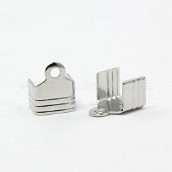 Brass Cord Ends, DIY Material for Jewelry Making, Platinum Color, Size: about 7mm wide, 9mm long, hole: 1.5mm