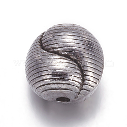 Tibetischen stil Abstandsperlen, Cadmiumfrei und Nickel frei und Bleifrei, Oval, Antik Silber Farbe, 10 mm lang, 10 mm breit, 8 mm dick, Bohrung: 1 mm