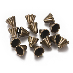Tibetan Style Bead Cone, Alloy, Cadmium Free & Nickel Free & Lead Free, Flower, Antique Bronze Color, Size: about 13mm long, 12mm wide, hole: 2mm, Inner Diameter: 9.5mm, 410pcs/1000g