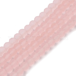 Прозрачные стеклянные бусины, граненые, матовые, рондель, розовые, 4 мм, отверстие : 1 мм