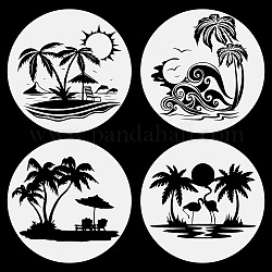 GORGECRAFT 4Pcs Leaning Palm Trees Window Decal Tropical Travel Sea Beach Leaves Wall Decal Sticker Glass Cling for Tumbler Laptop Kitchen Bottle Car Window Home Decor Decoration