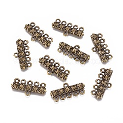 Tibetan Style Alloy Chandelier Components Links, 5-Strand Reducer Connector, Lead Free and Cadmium Free, Antique Bronze, 12mm wide, 25mm long, hole: 1.5mm