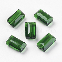 Abalorios de cristal austriaco de imitación, aaa grado, facetados, Rectángulo, verde, 10x15.5x7mm, agujero: 0.9~1 mm