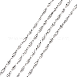Chaînes de lien en 304 acier inoxydable, soudé, décoratif chaîne de perle de boule, avec connecteur ovale, couleur inoxydable, 2.5mm