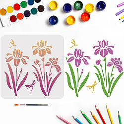 MAYJOYDIY US 1Pc PET Hollow Out Drawing Painting Stencils, with 1Pc Art Paint Brushes, for DIY Scrapbook, Photo Album, Flower, 300x300mm