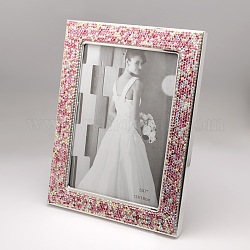 Rectangle Alloy Rhinestone Photo Frame Stands, Rose, 215x165x20mm