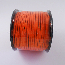 Шнуры из искусственной замши, искусственная замшевая кружева, оранжево-красный, 3x1.5 мм, 100 ярд / рулон (300 фута / рулон)