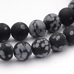 Natürliche Schneeflocke Obsidian Edelstein Perlen, matt, Runde, 6 mm, Bohrung: 1 mm, ca. 59 Stk. / Strang, 14.5 Zoll