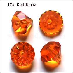 Perles d'imitation cristal autrichien, grade AAA, facette, diamant, orange foncé, 9.5~10x7~8mm, Trou: 0.9~1mm