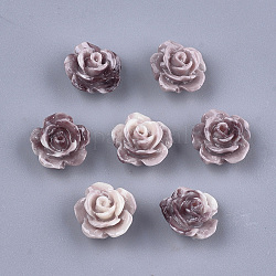 Синтетических коралловых бусин, окрашенные, цветок, розово-коричневый, 10x10x6 мм, отверстие : 1 мм