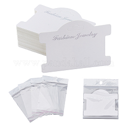 Cartes d'affichage en carton dicosmétique 150 pièces, utilisé pour le collier, Avec 150 sachet de cellophane en film perlé., blanc crème, 75x96x0.5mm
