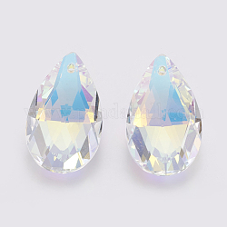 K9 Glass Rhinestone Pendants, Imitation Austrian Crystal, Faceted, teardrop, Crystal AB, 27.5~28x16~16.5x8~8.5mm, Hole: 1.6mm
