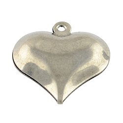 304 Stainless Steel Charms, Heart, Stainless Steel Color, 10x7.6x3mm, Hole: 1mm