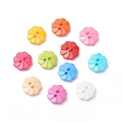 Акриловые кнопки, 2-луночное, окрашенные, цветок, разноцветные, 13x3 мм, отверстие : 2 мм