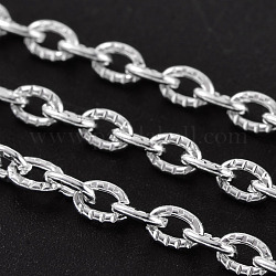 Iron Cable Chains, Unwelded, with Spool, Silver Color, Size: Chains: about 4mm long, 3mm wide, 0.7mm thick