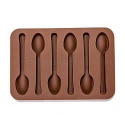 スプーンシリコンモールド  フォンダン型  DIYケーキデコレーション用  チョコレート  キャンディ  紫外線樹脂とエポキシ樹脂のクラフトメイキング  ココナッツブラウン  143x98x9.5mm  内径：48.5x18mm