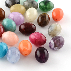 Perles acryliques ovales d'imitation pierre précieuse, couleur mixte, 20x15mm, Trou: 2mm, environ 170 pcs/500 g
