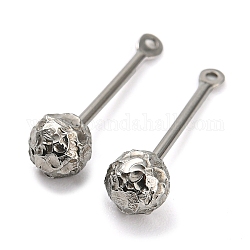 304 in acciaio inox barre pendente, con 316 perla in acciaio inox, perni perline, tondo, colore acciaio inossidabile, 18.5mm, palla: 5 mm, Foro: 0.9 mm, ago :1mm
