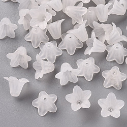 Transparente Acryl Perlen, matt, Blume, weiß, 17.5x12 mm, Bohrung: 1.5 mm, ca. 770 Stk. / 500 g