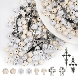 Chgcraft croce fai da te kit per la creazione di gioielli, inclusi fili di perline sintetiche turchesi e acriliche e in lega, pendenti smaltati con strass, colore misto, 276pcs/scatola