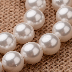 Grado redonda pulida una concha perla hebras, color de concha, 6mm, agujero: 1 mm, aproximamente 64 pcs / cadena, 15.7 pulgada