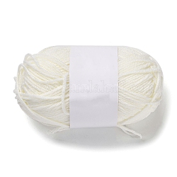 Hilo de fibra acrílica para tejer algodón con leche, hilo de crochet de 4 cabo, hilo de aguja punzonada, blanco floral, 2mm