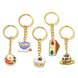 Porte-clés pendentif alimentaire en alliage émaillé, avec porte-clés fendus, couleur mixte, 6.8~8 cm