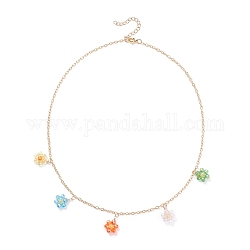 Collier pendentif fleurs, collier pendentif tressé en verre pour femme, colorées, 17.80 pouce (45.2 cm)