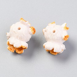Perles en résine, nourriture imitation, jouet de pop-corn, couleur de coquillage, 21x19.5x16.5mm, Trou: 2mm
